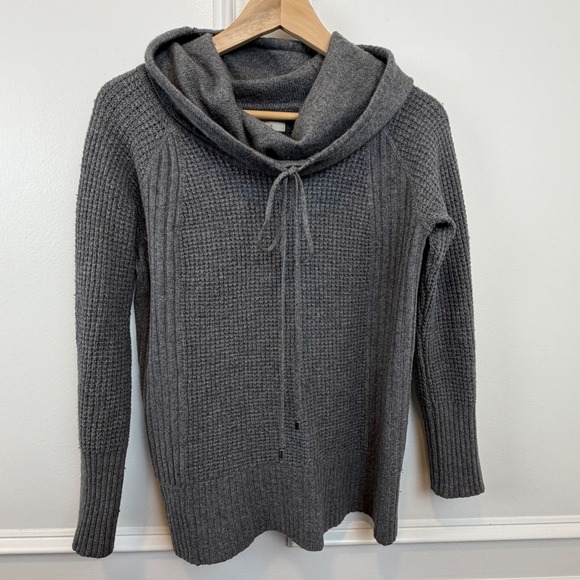 LOFT Sweaters - Ann Taylor Loft Womens Sm Gray Cowl Neck Waffle Knit Pullover Sweater Wool blend